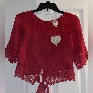 Red Lace Crop Top